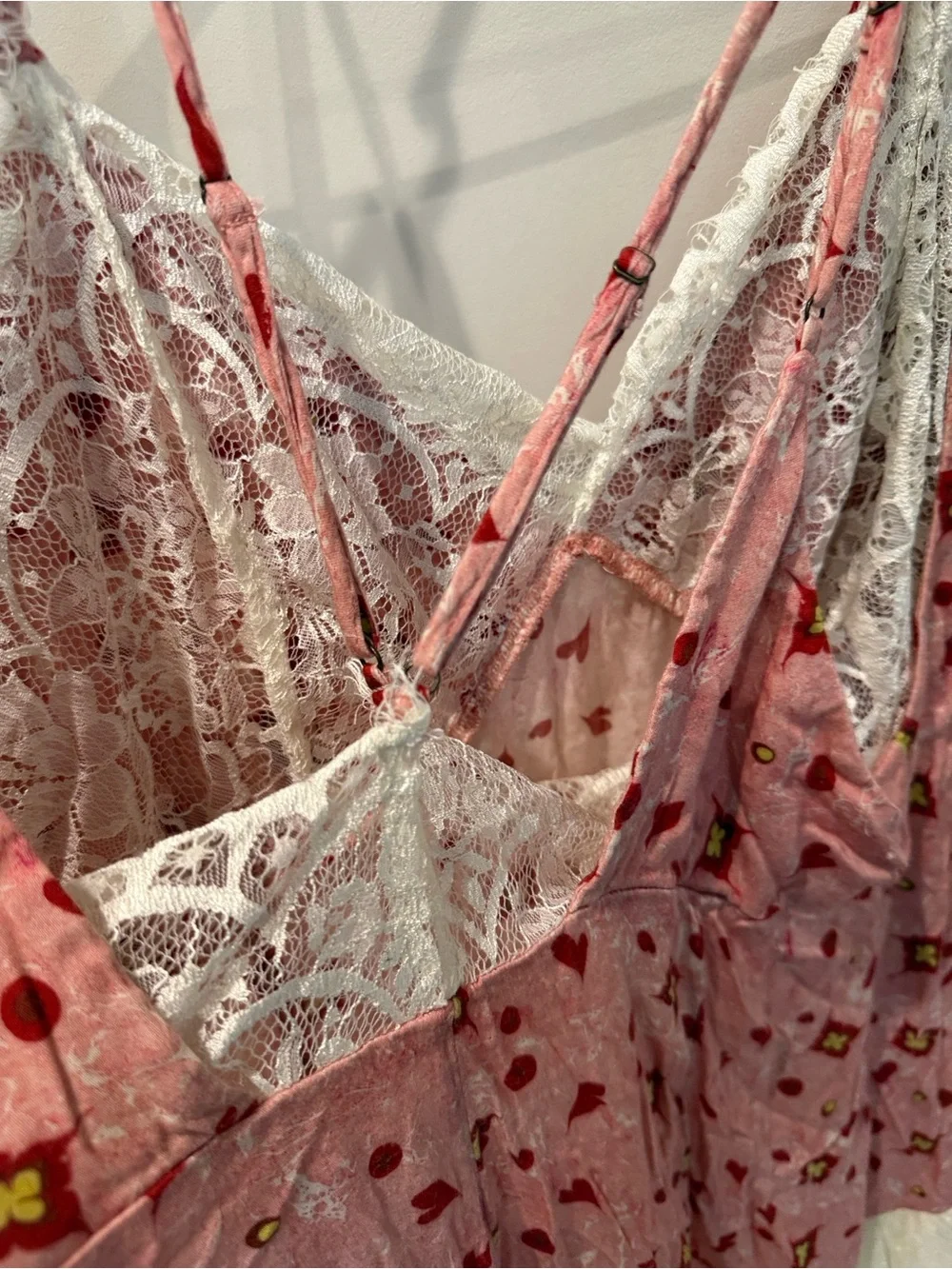 Anthropologie Dusty Pink Floral Lace-Trim Mini Dress - Picture 6 of 12